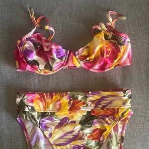 Gottex floral high waisted two piece bikini